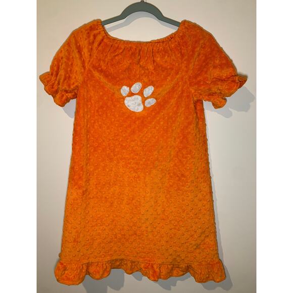 Whimsy Wear Girls Orange Clemson Tigers Dress Fuzzy Velour Size 10 Tiger Paw - Picture 2 of 6